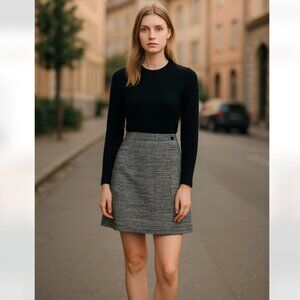 NWT CALVIN KLEIN BLACK MIXED MEDIA LONG SLEEVE SHEATH DRESS